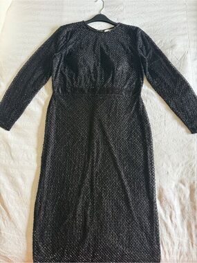 Mac Duggal Black Long Sleeve Beaded Evening Dress